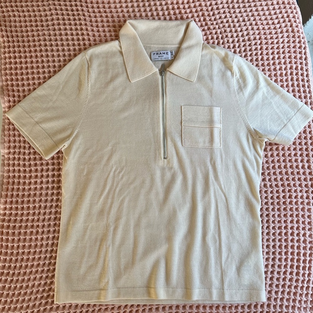 Frame off white cashmere and wool short sleeved top